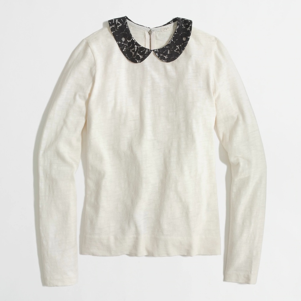 J Crew Peter Pan Lace Collar Sweater